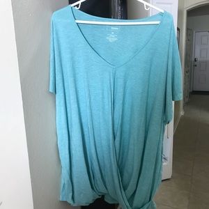 Sonoma plus size teal faux wrap shirt